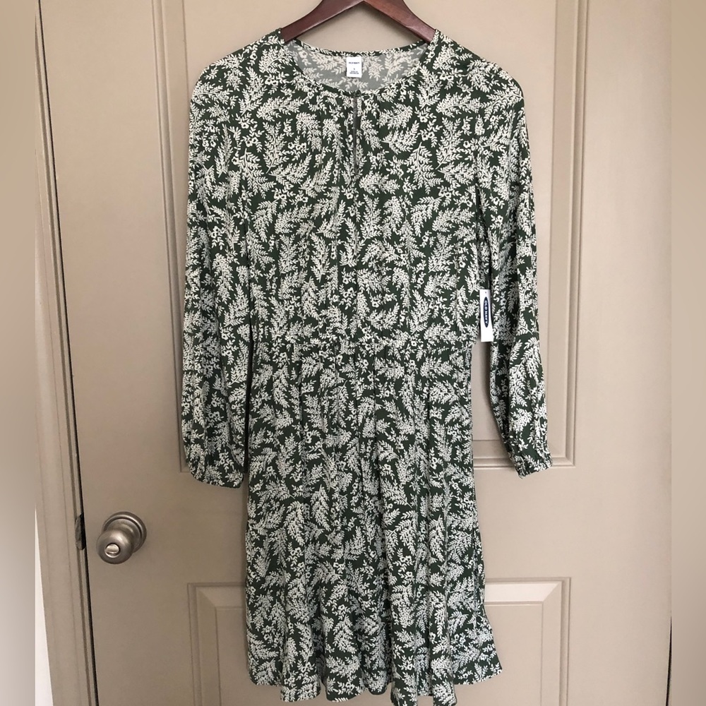 Green & White Floral Midi Dress